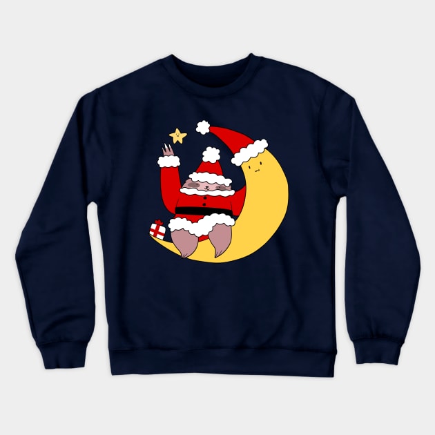 Santa Claus Sloth and Moon Crewneck Sweatshirt by saradaboru